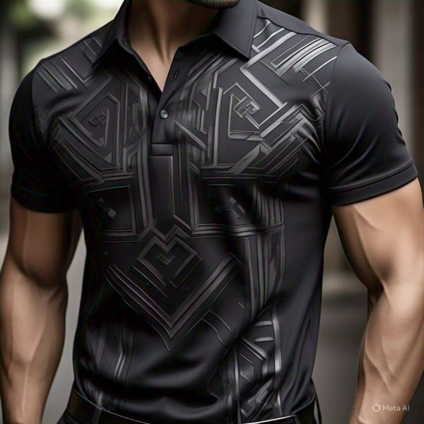 POLO NEGRA CON ESTAMPADO